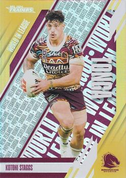 2024 NRL Traders Titanium - World In League Parallel #WLP02 Kotoni Staggs Front